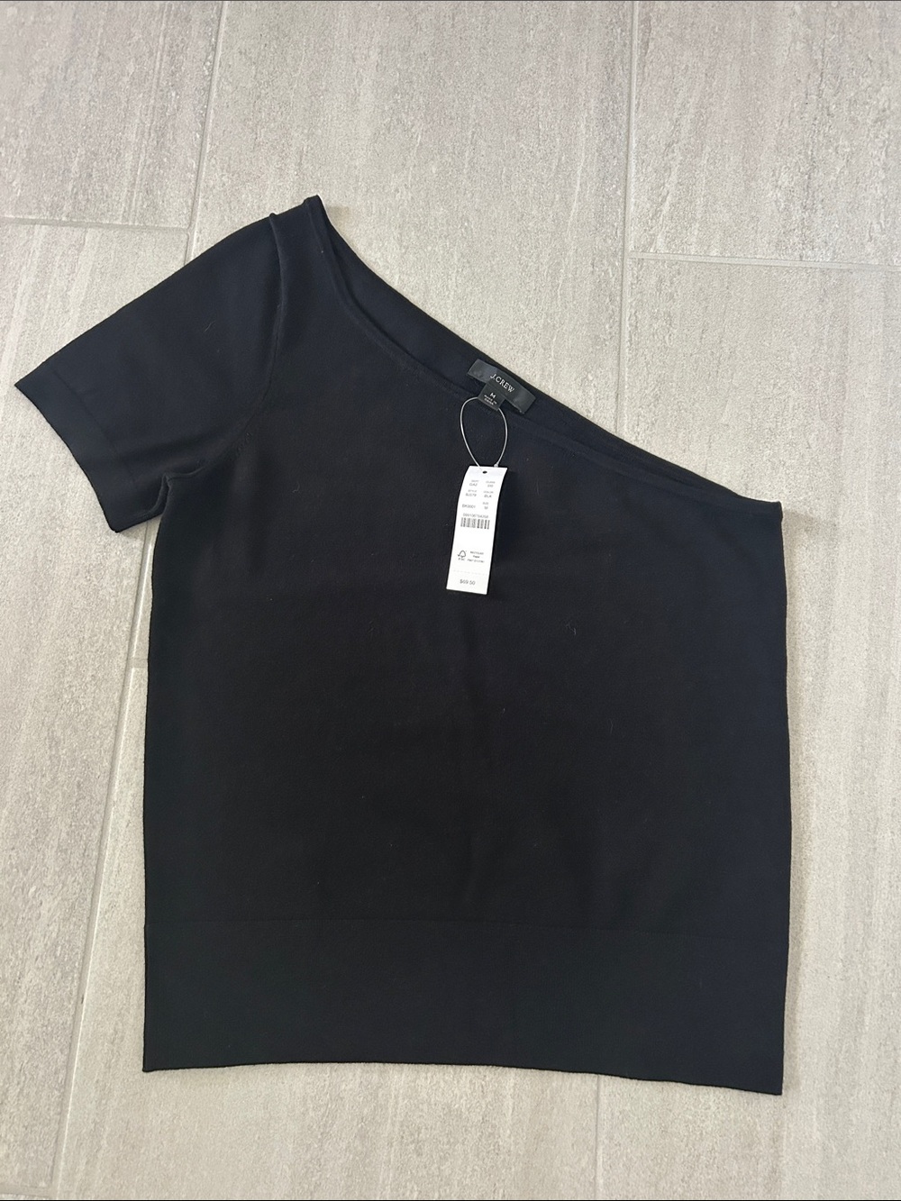 J. Crew Black One-Shoulder Top NWT